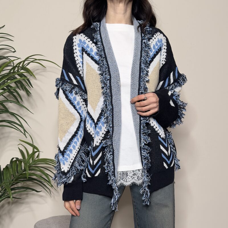 TENSIONE IN - Cardigan rombi light blu