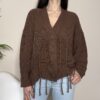 HAVEONE – Cardigan ricamo frange cioccolato