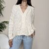 HAVEONE – Cardigan ricamo frange burro