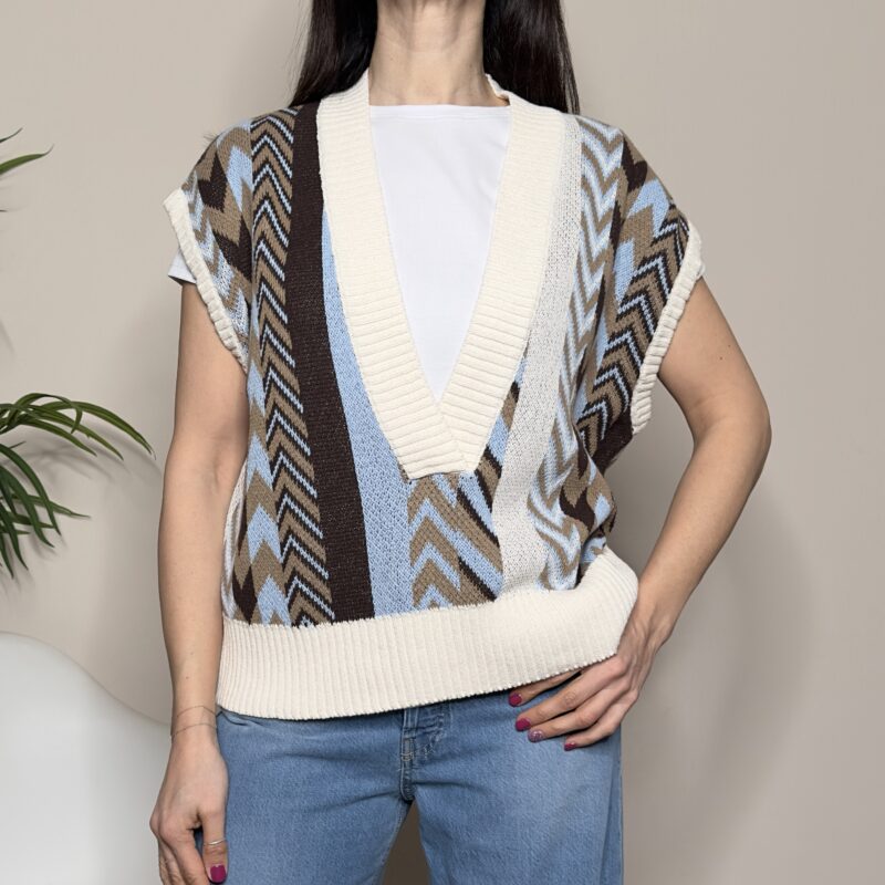 HAVEONE - Gilet jacquard scollo ampio