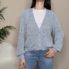 HAVEONE – Cardigan bottone gioiello azzurro
