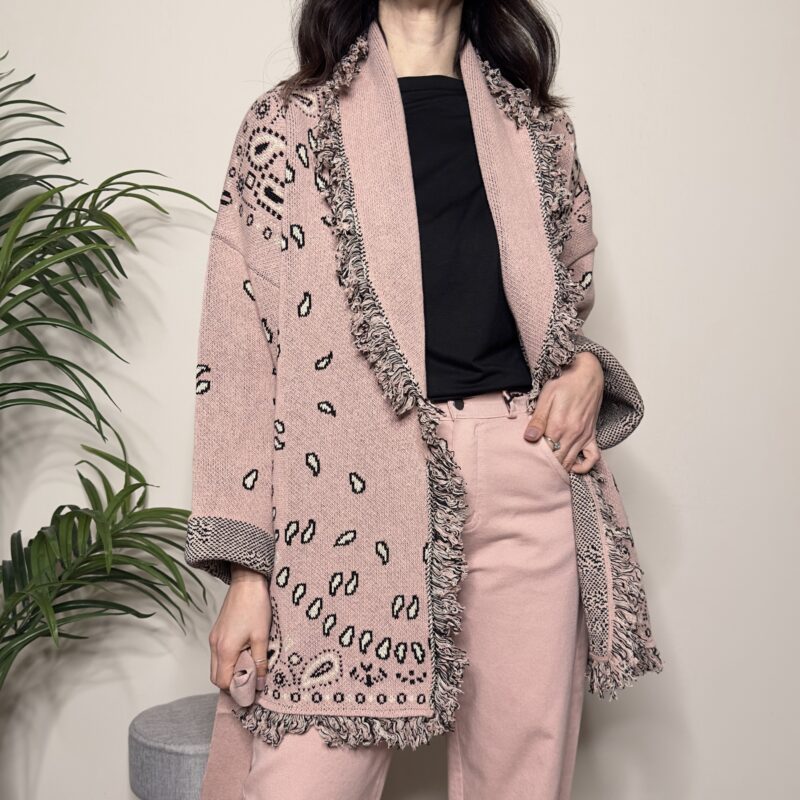 TENSIONE IN - Cardigan fantasia bandana rosa