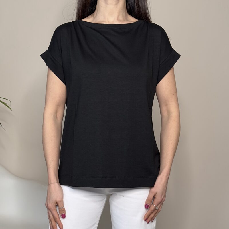 VICOLO - Maglia basic nera manica corta