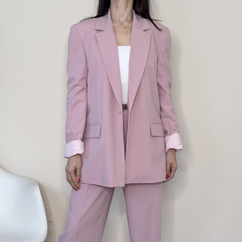 TENSIONE IN - Giacca rosa con risvolto righe