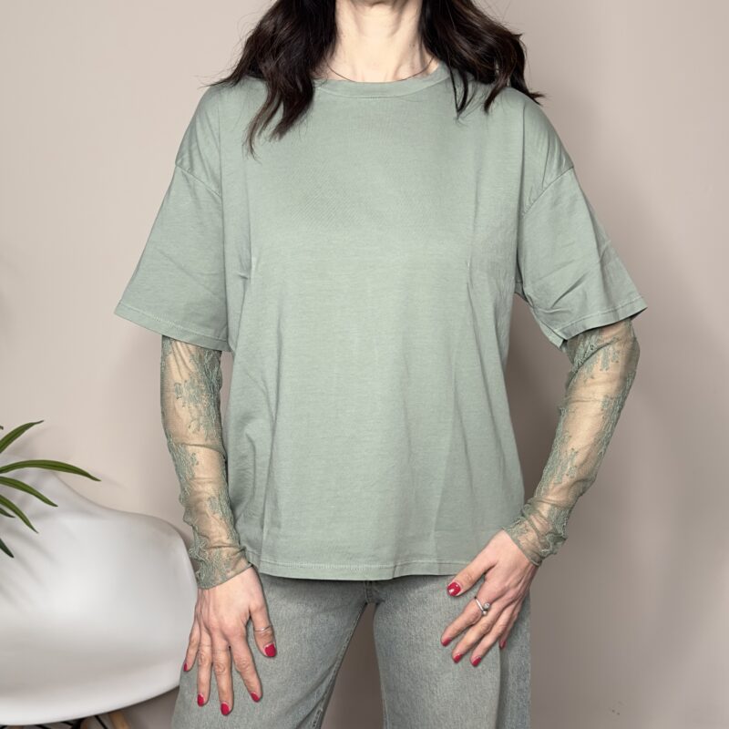 SUSY MIX - T-shirt manica pizzo verde
