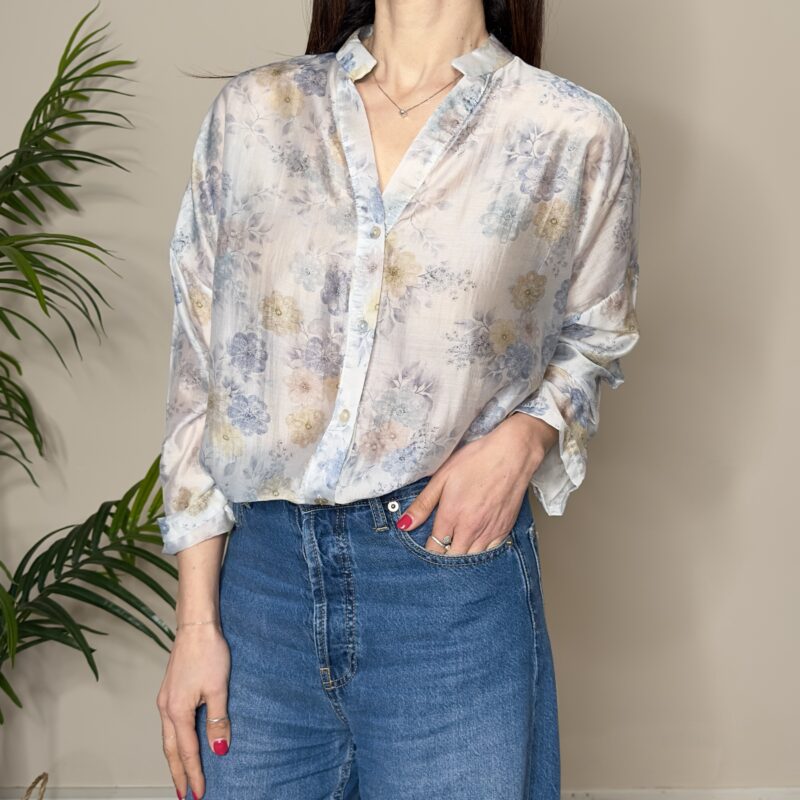 SUSY MIX - Camicia fiori azzurra