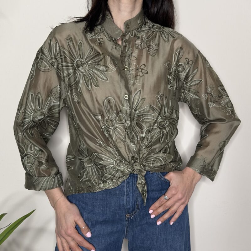 SUSY MIX - Camicia ricamo verde