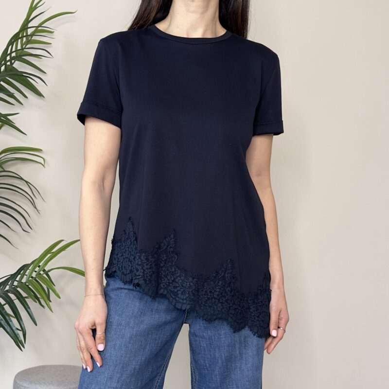 TENSIONE IN - T-shirt pizzo sul fondo blu