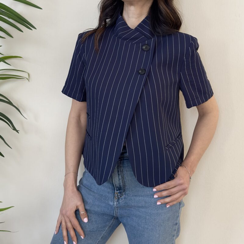 HAVEONE - Giacca gessata blu