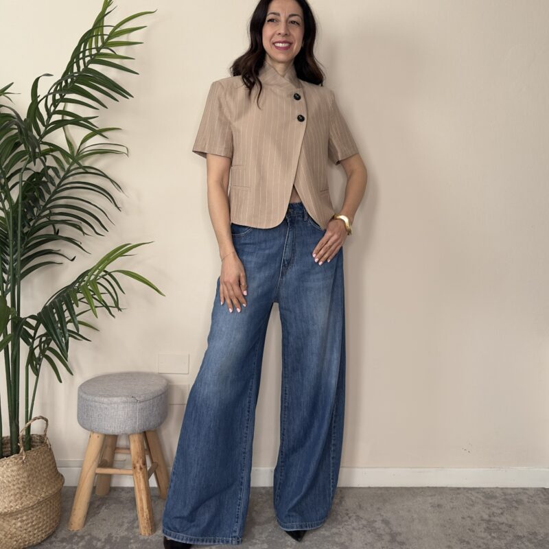 HAVEONE - Giacca gessata sabbia