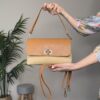 Pochette rafia e pelle cuoio