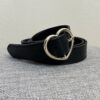 Cintura in pelle nera fibbia cuore
