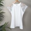 SUSY MIX – T-shirt manica pizzo bianca