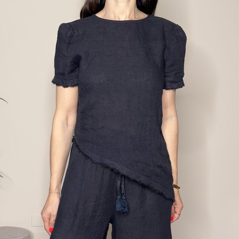 TENSIONE IN - Maglia blu lino