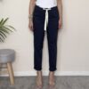 VICOLO – Pantalone blu con elastico in vita