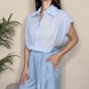 TENSIONE IN – Camicia mussola colletto celeste