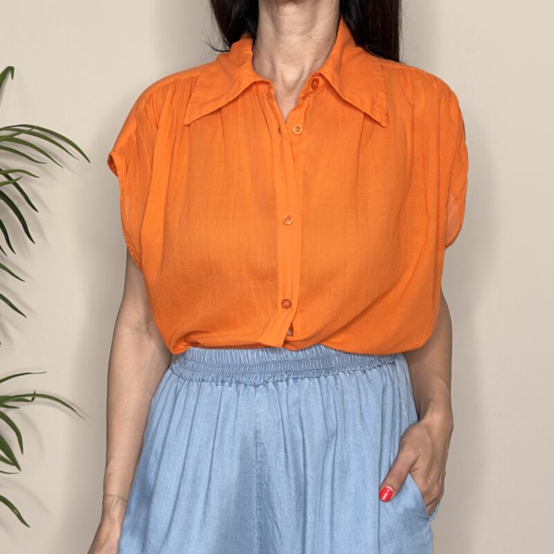 TENSIONE IN - Camicia mussola colletto arancio