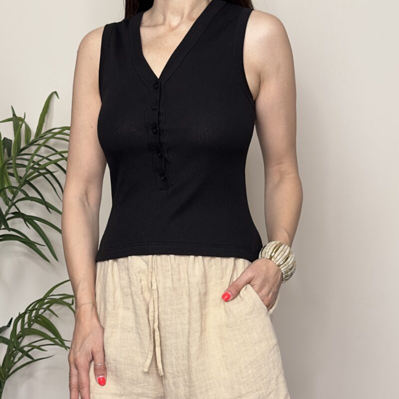 SUSY MIX - Canotta costine nero