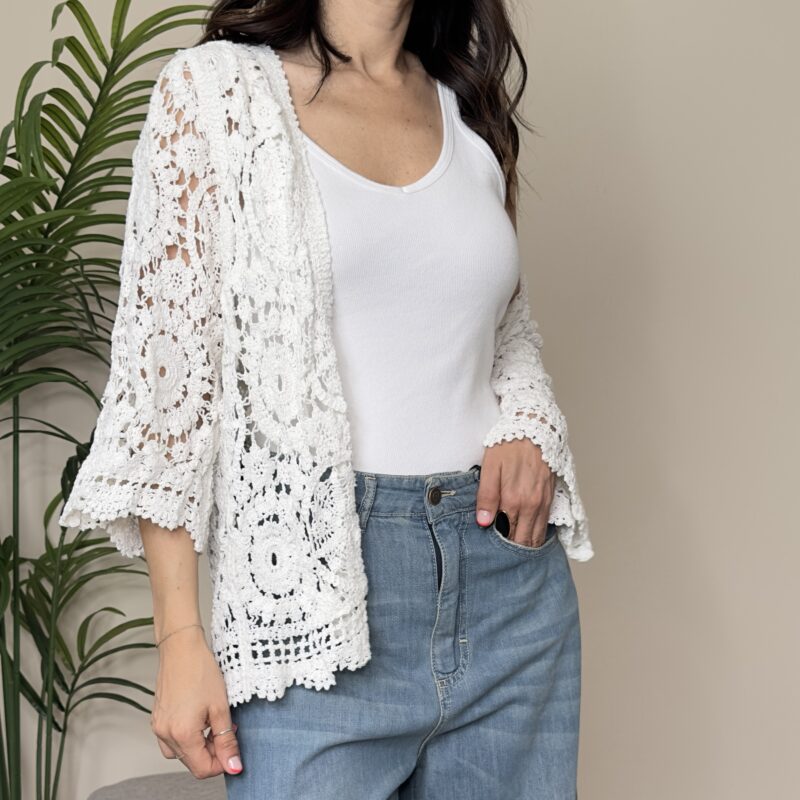 SUSY MIX- Cardigan crochet bianco