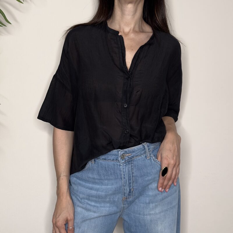 VICOLO - Camicia manica corta nero