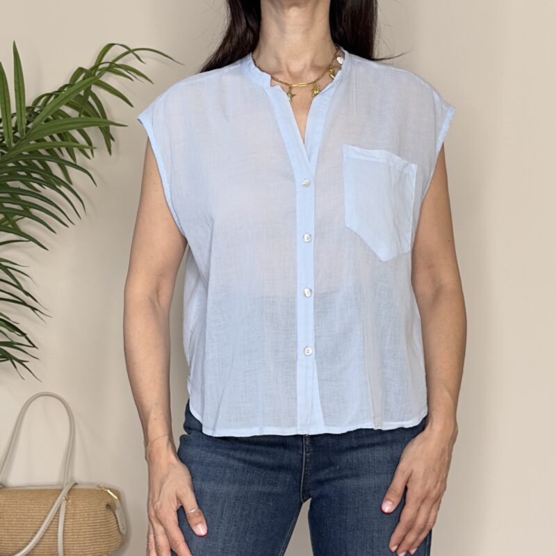 TENSIONE IN - Camicia mussola taschino azzurro