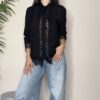 TENSIONE IN – Camicia con inserto in pizzo e sciarpina nero