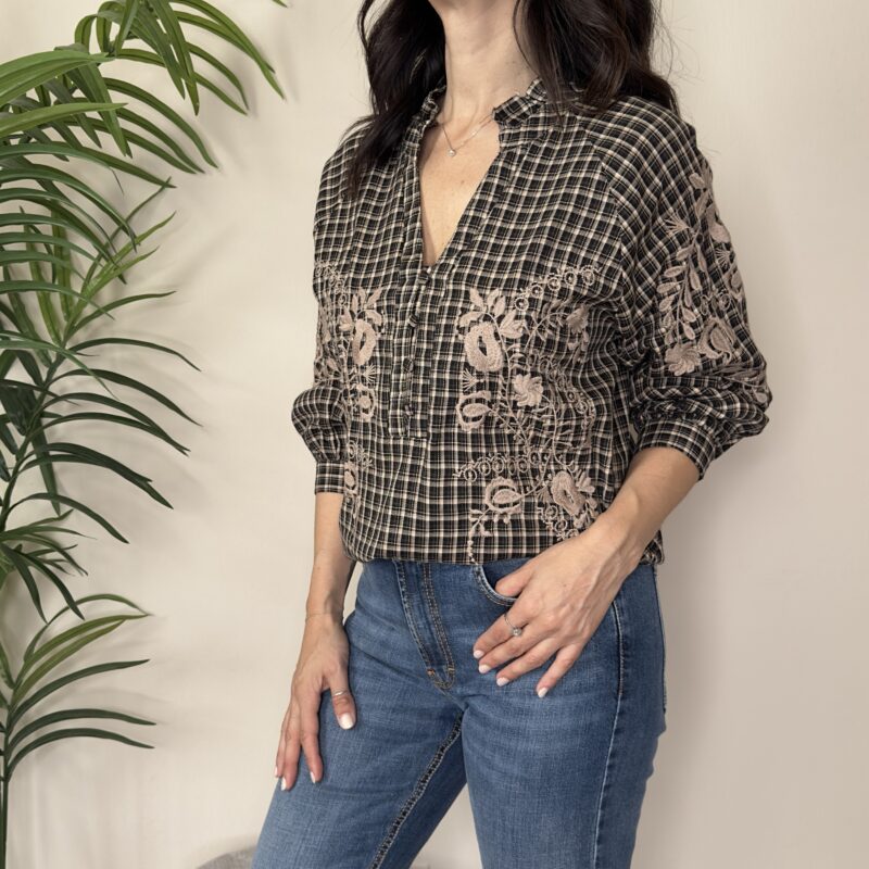 VICOLO - Blusa ricamata quadri