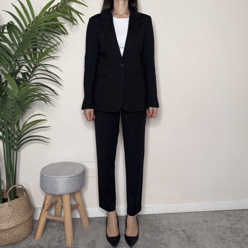TENSIONE IN - Pantalone sigaretta punto Milano nero