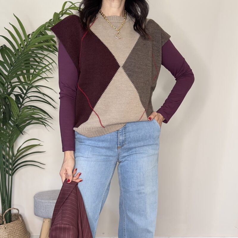 TENSIONE IN - Gilet rombi bordeaux