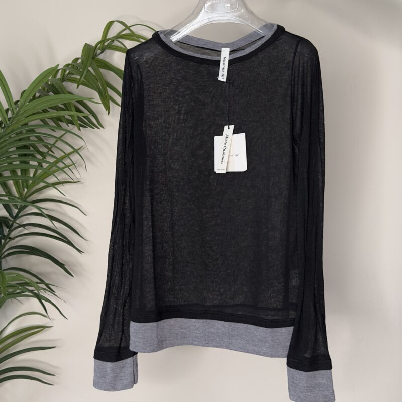 TENSIONE IN - Maglia nero bordo grigio
