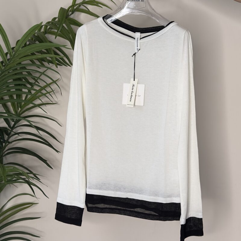 TENSIONE IN - Maglia bianco bordo nero