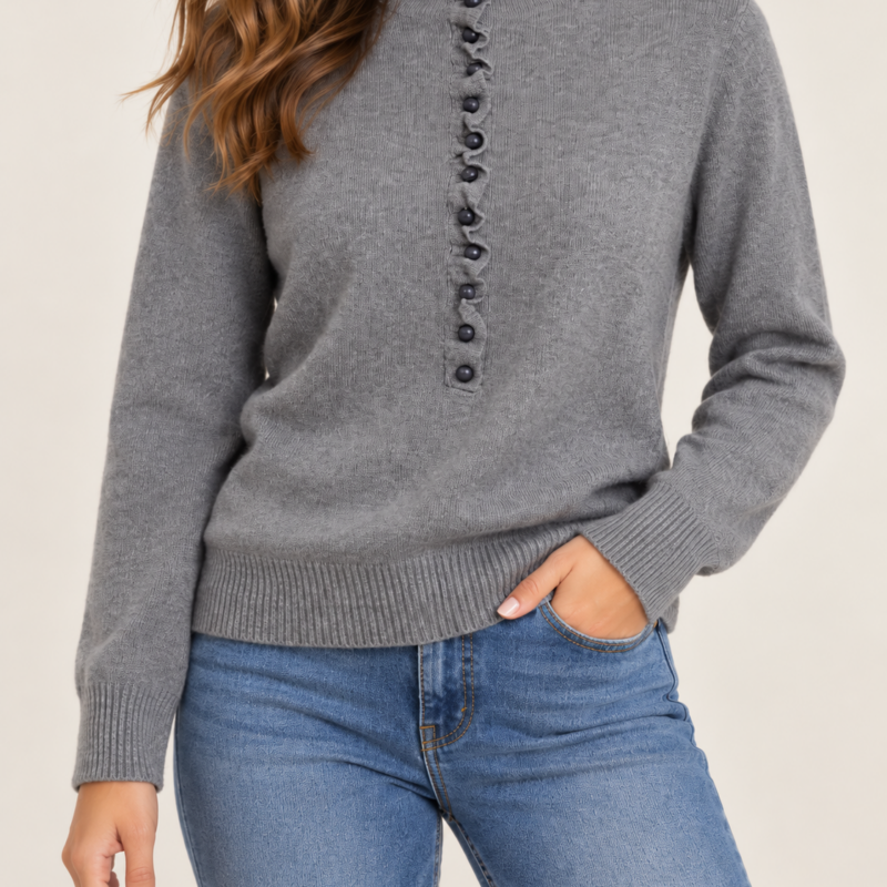 HAVEONE - Pull bottoncini rouches grigio
