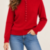HAVEONE – Pull bottoncini rouches rosso