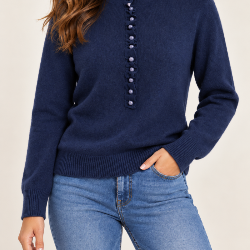 HAVEONE - Pull bottoncini rouches blu