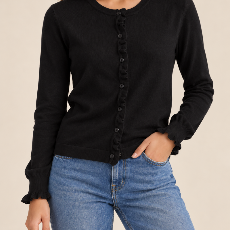 HAVEONE - Cardigan rouches nero