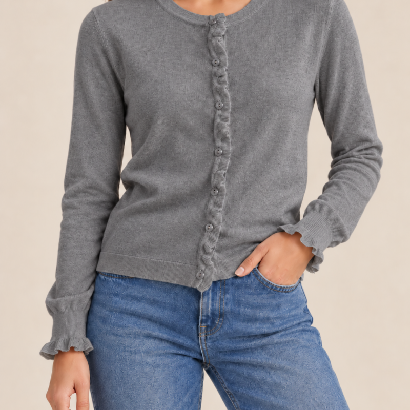 HAVEONE - Cardigan rouches grigio