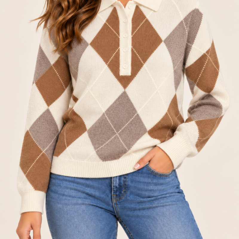 TENSIONE IN - Maglione rombi bianco