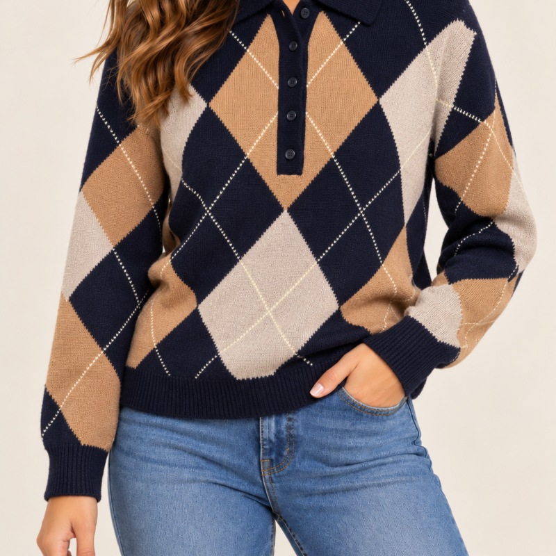 TENSIONE IN - Maglione rombi blu