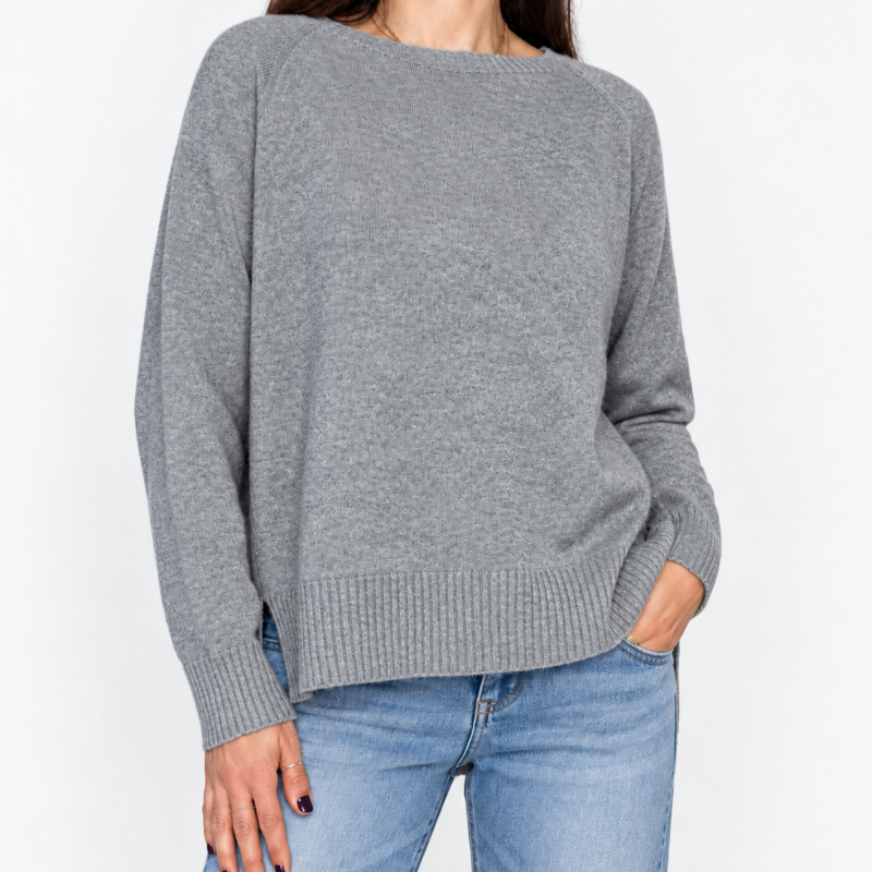 SUSY MIX - Maglia spacchi laterali grigio