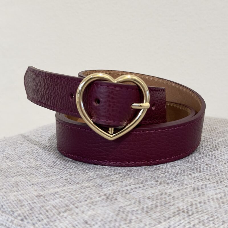 Cintura in pelle vino fibbia cuore