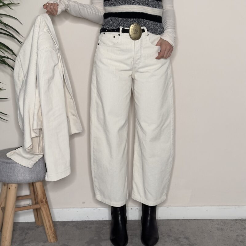 TENSIONE IN - Pantalone barrel margarina velluto