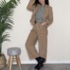 TENSIONE IN – Pantalone barrel cammello velluto