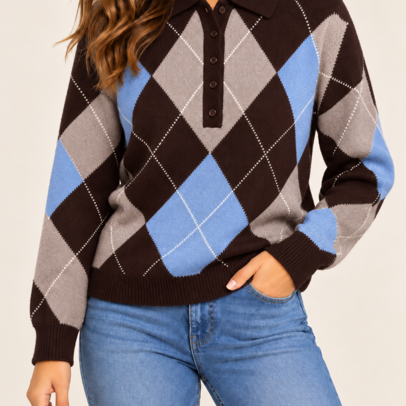 TENSIONE IN - Maglione rombi moro