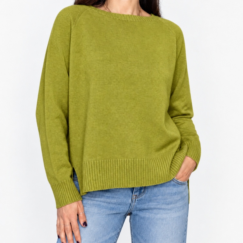 SUSY MIX - Maglia spacchi laterali verde olio